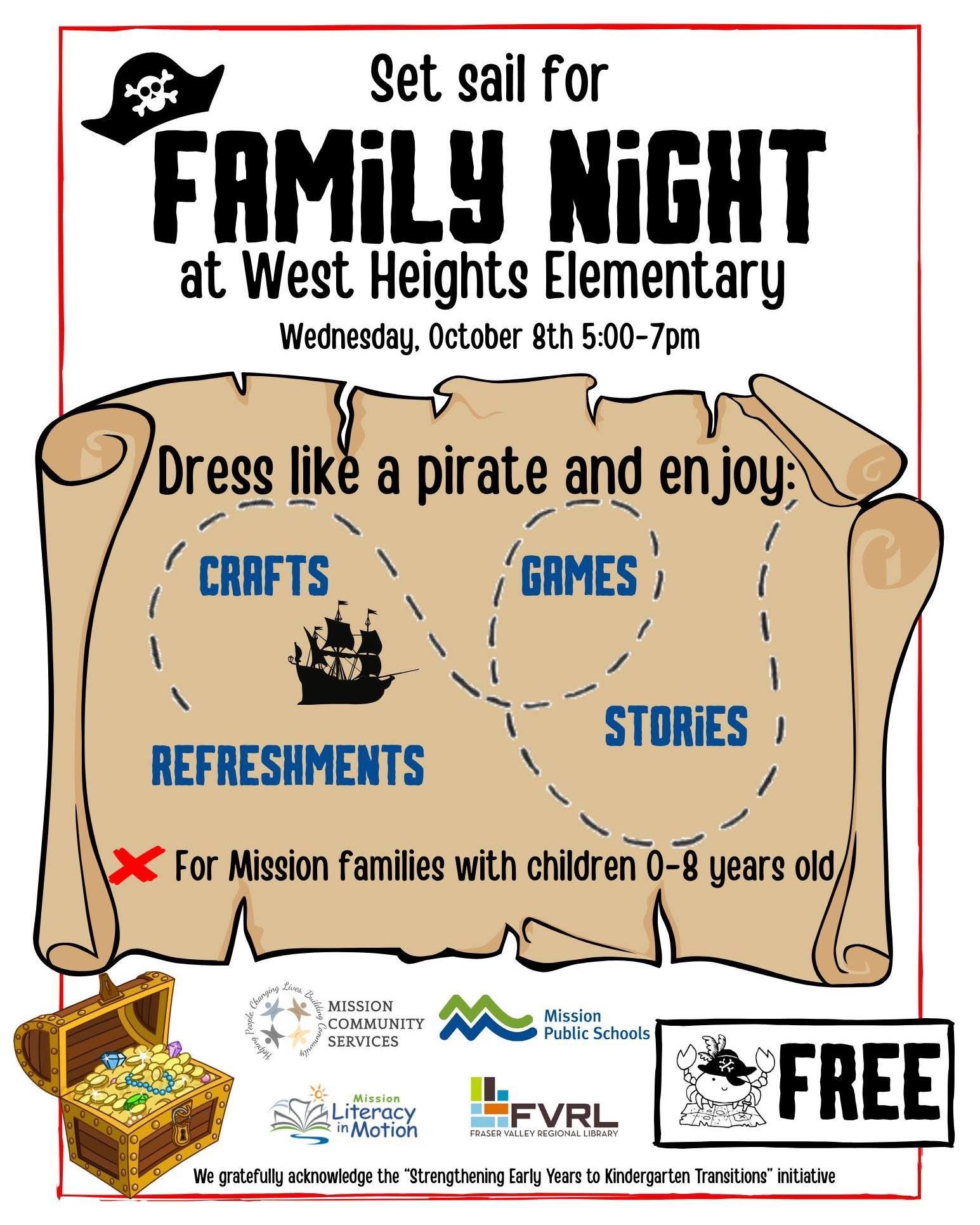 FAMILY NIGHT at West HEIGHTS Community School on Wednesday, Oct 8th - 5:00 pm - 7:00 pm