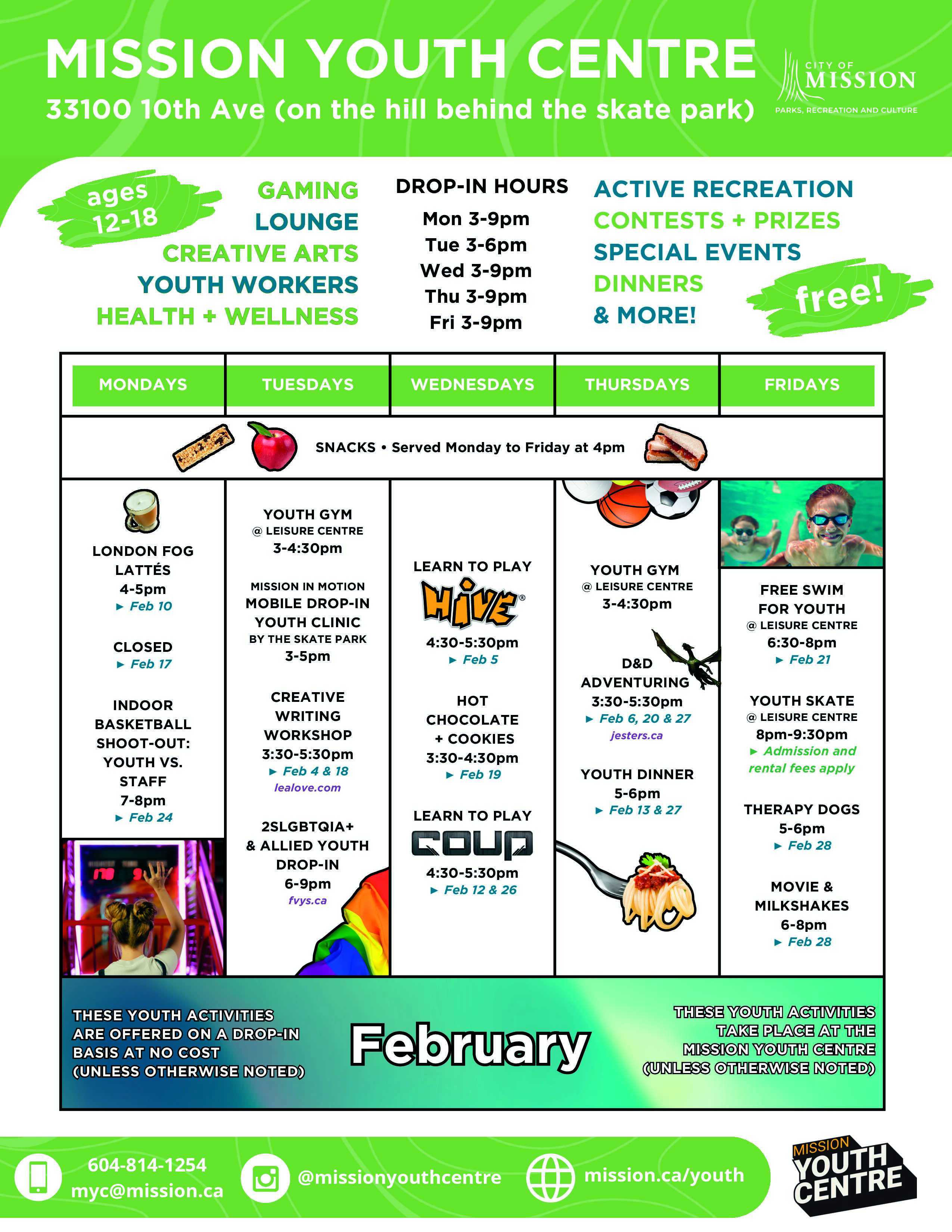 Mission Youth Centre - Calendar